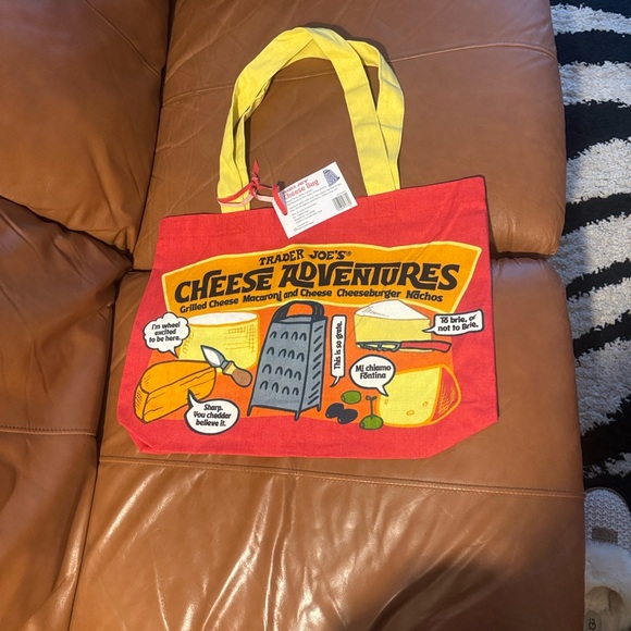 Trader Joe's Cheese Experience Tote Bag - Red & Yellow - Picture 3 of 4